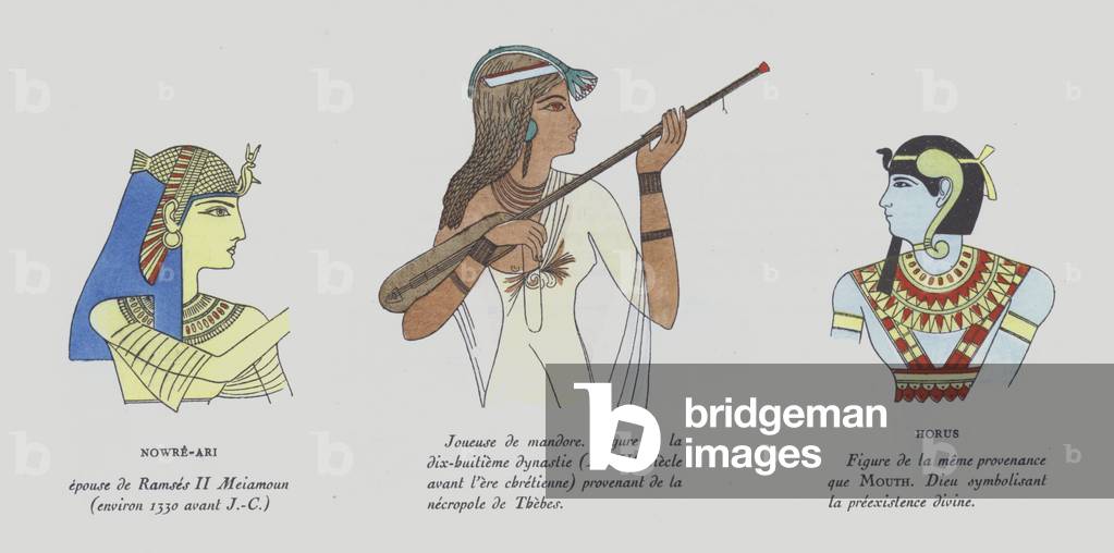 1920s depiction of deities from the Ancient Egyptian era (colour litho)