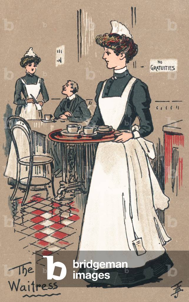 The Waitress (colour litho)
