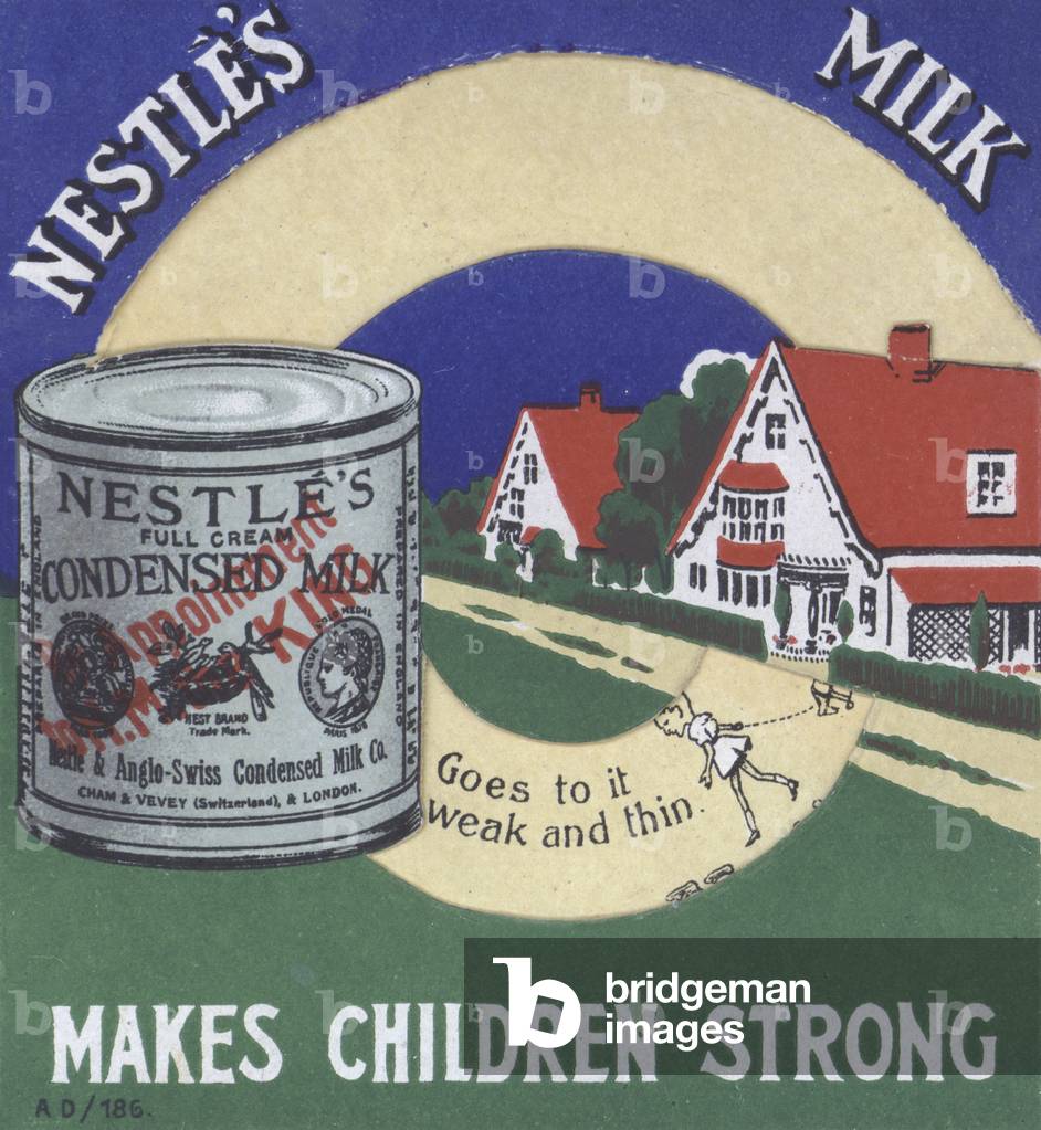 Advertisement for Nestle's condensed milk (chromolitho)