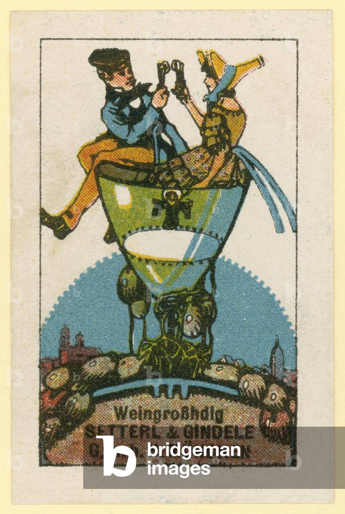 Setterl & Gindele wine wholesalers, Munich (colour litho)