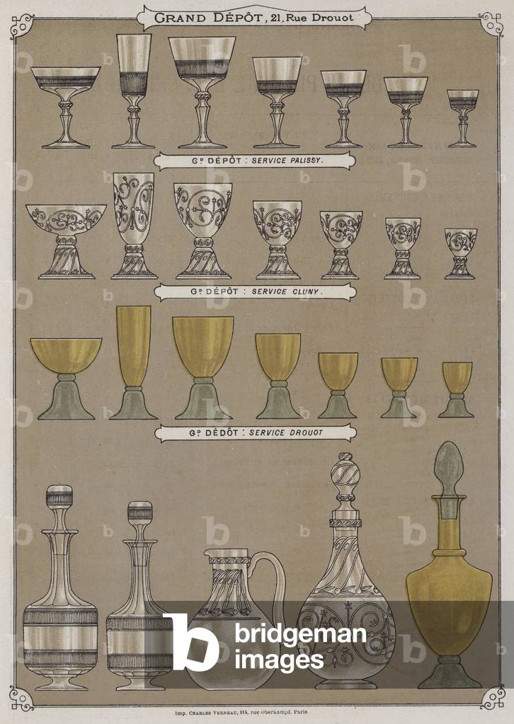 Page from the catalogue of the Grand Depot de Porcelaines, Faiences et Verreries (colour litho)