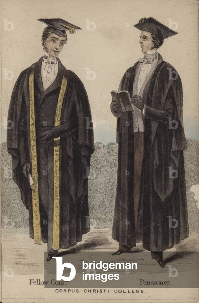 Fellow Commoner, Pensioner, Corpus Christi College (coloured engraving)