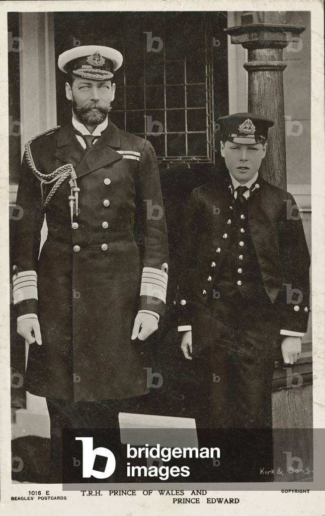 King George V, when Prince of Wales, and a young King Edward VIII (b/w photo)