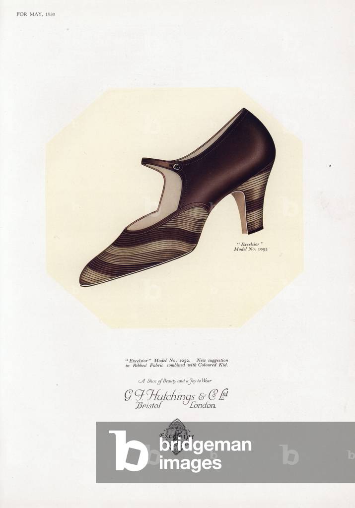 Women's shoe advertisement, 1930s (colour litho)