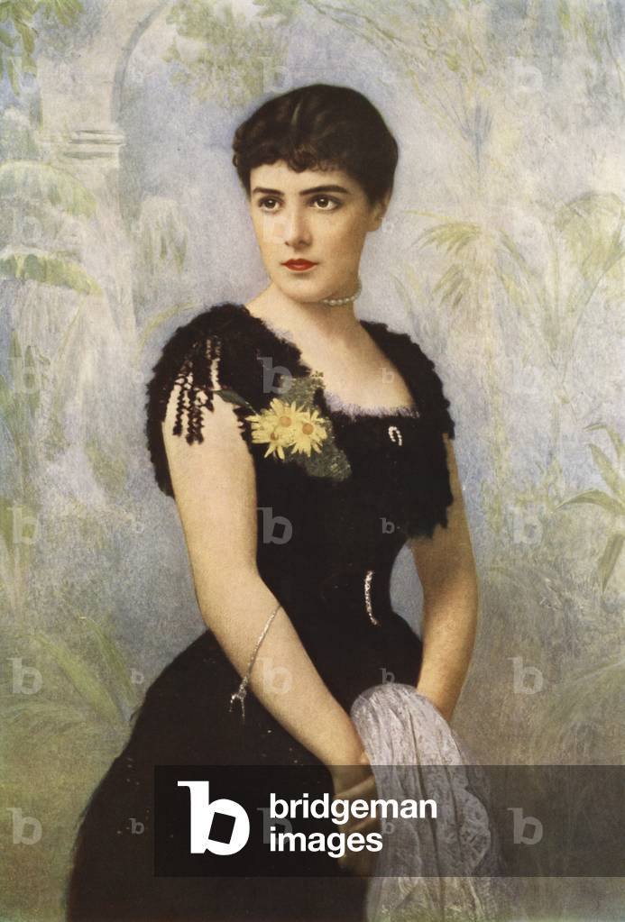 Lady Randolph Spencer-Churchill, nee Miss Jennie Jerome of New York, who married Lord Randolph Spencer-Churchill (colour litho)