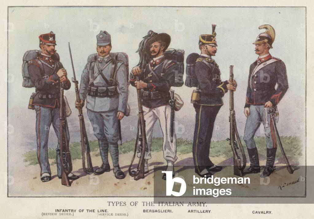 Soldiers of the Italian army (colour litho)
