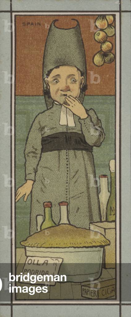 Menu illustration: Spain, Olla Podrida (colour litho)