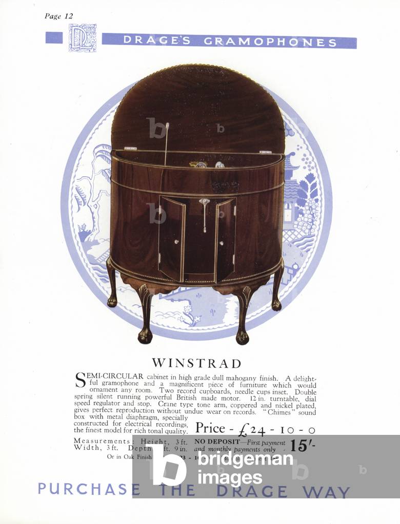 Page from Drage Gramophone catalogue (colour photo)