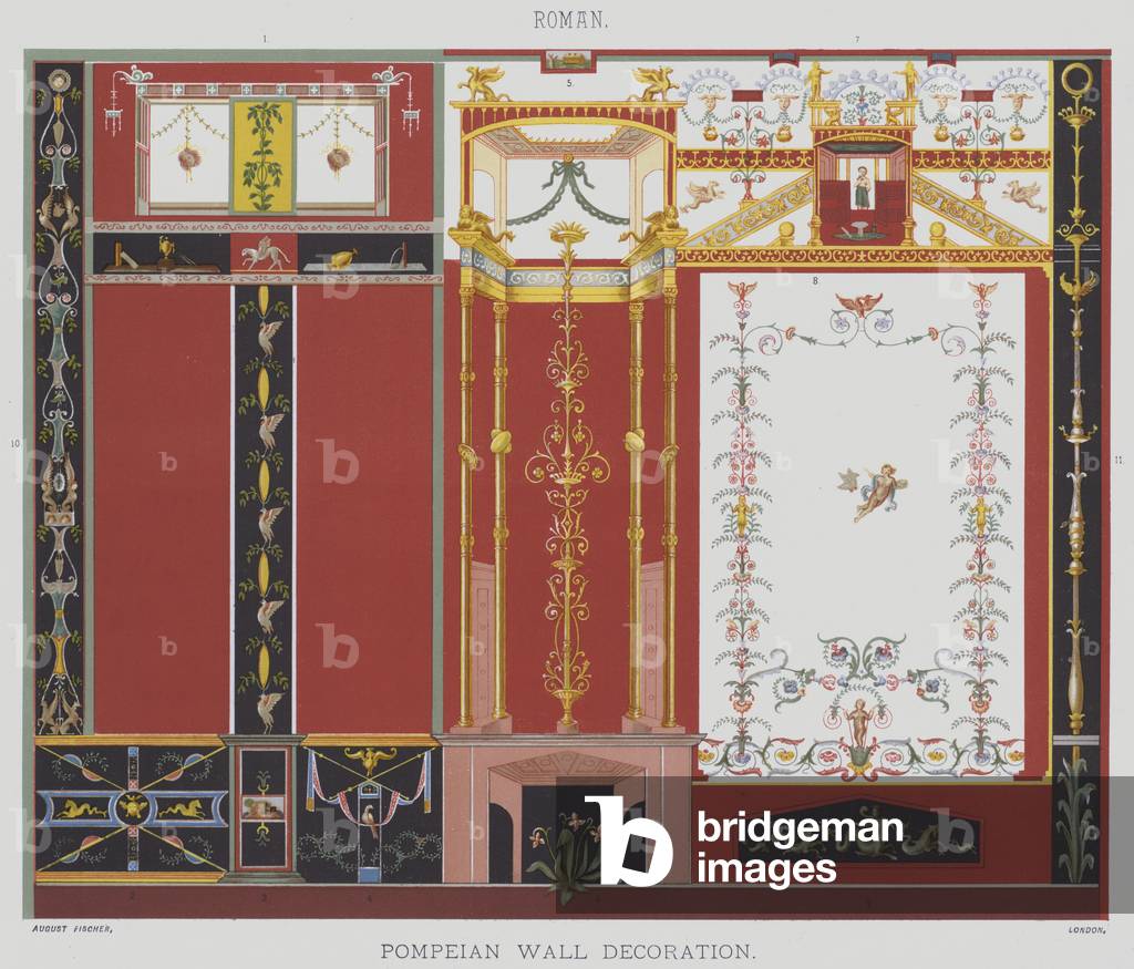 Roman, Pompeian wall decoration (colour litho)