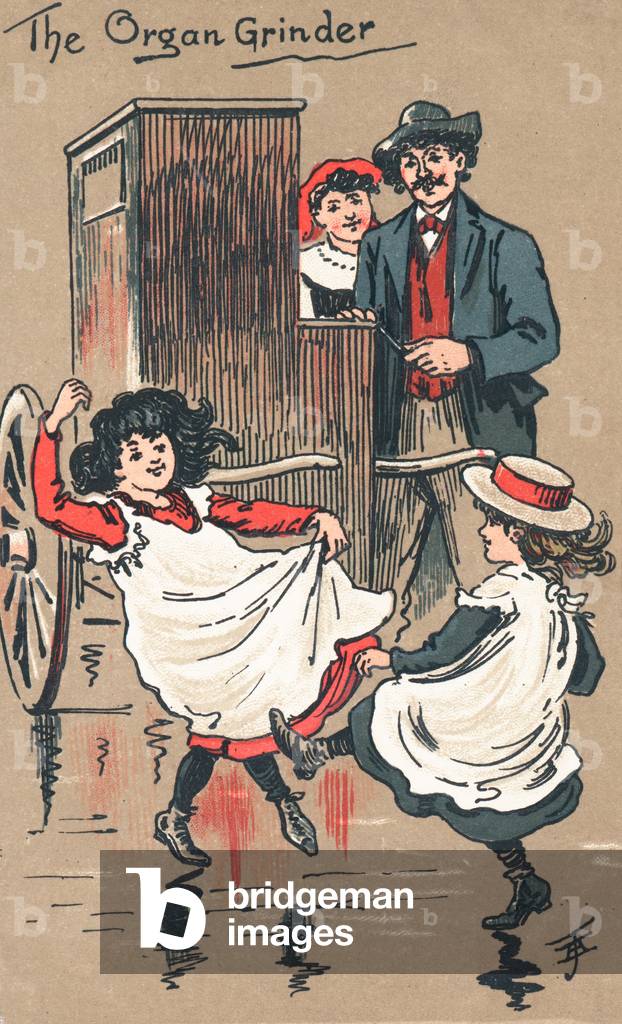 The Organ Grinder (colour litho)