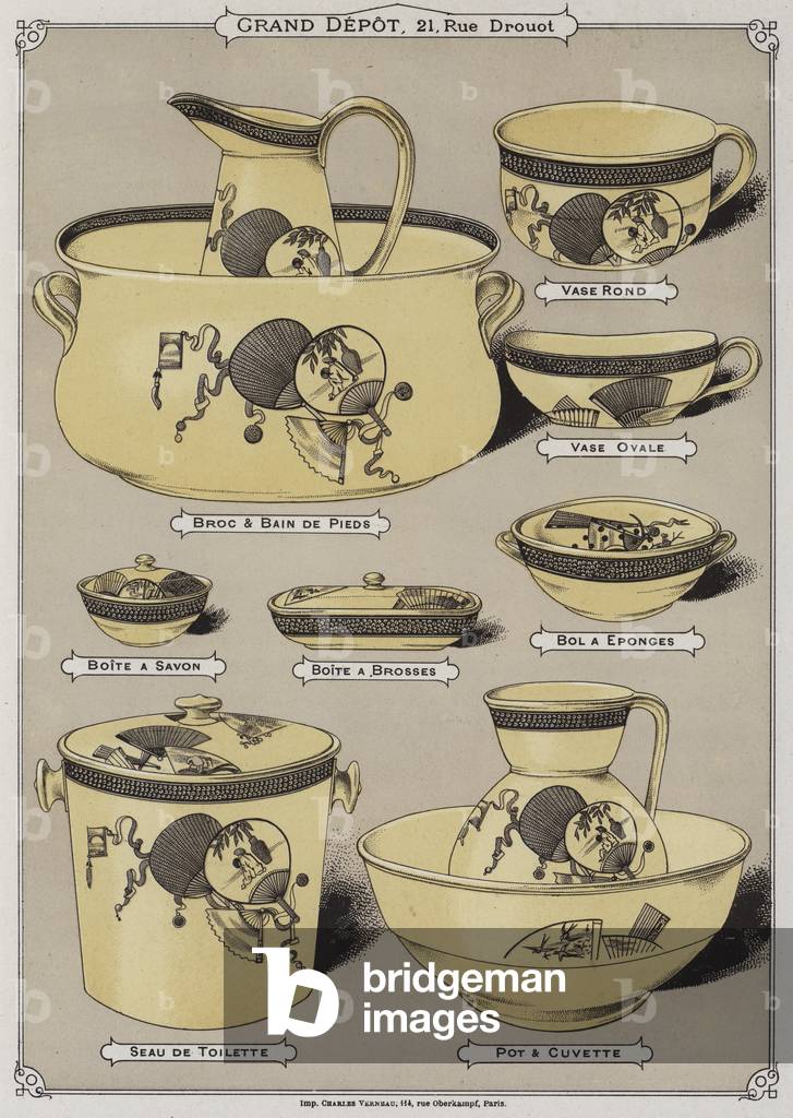 Page from the catalogue of the Grand Depot de Porcelaines, Faiences et Verreries (colour litho)