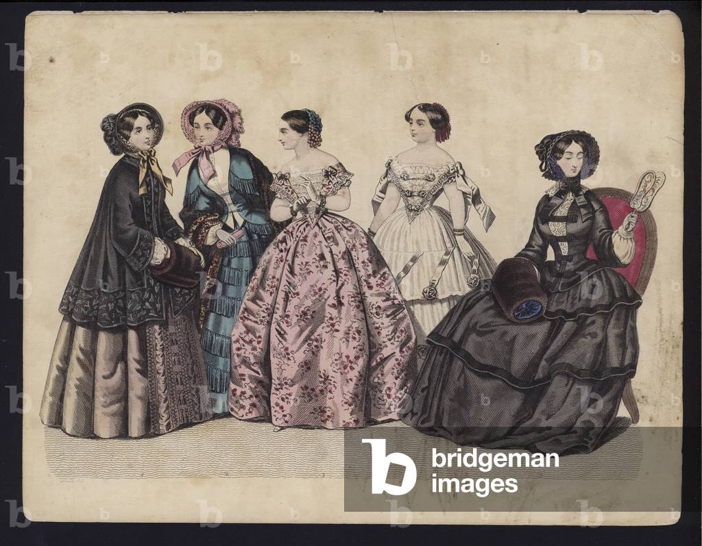 German fashion plate, mid 19th century (coloured engraving)