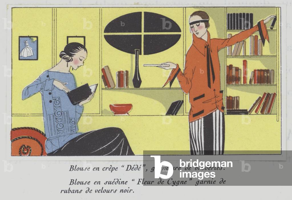Women's fashion design for blouses from the 1920s (colour litho)
