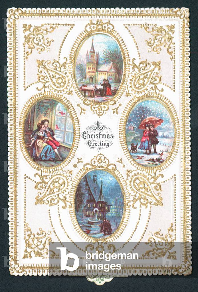 Four Christmas Scenes, Christmas Card (chromolitho)
