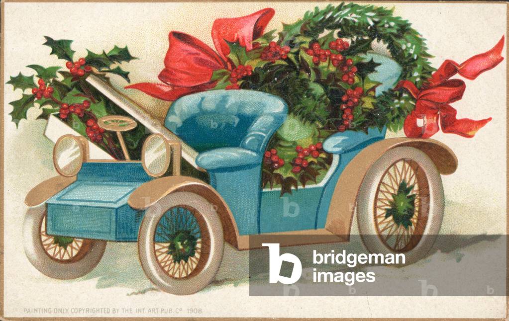Christmas motor car (chromolitho)