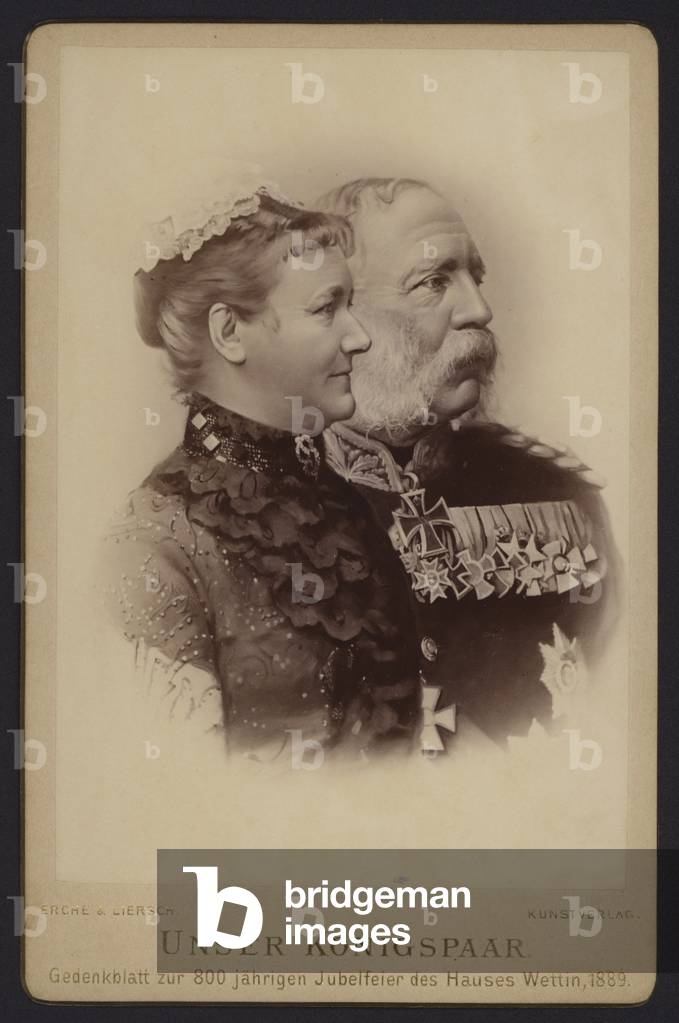 Portrait, Albert, King of Saxony, and his wife, formerly Princess Carola of Sweden (b/w photo)