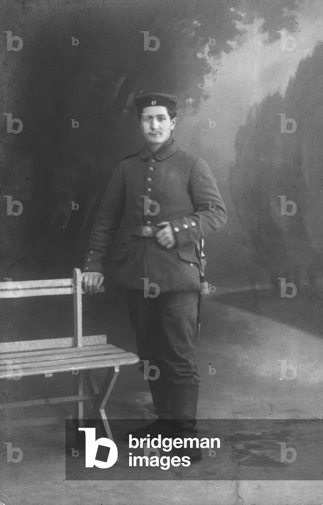 Portrait of a German soldier (b/w photo)