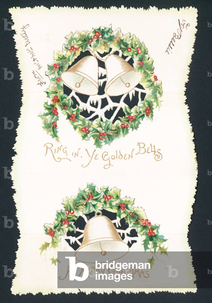 Golden Bells, Christmas Card (chromolitho)