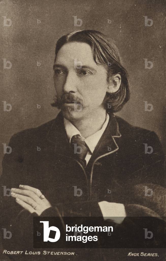 Robert Louis Stevenson, Scottish writer (b/w photo)