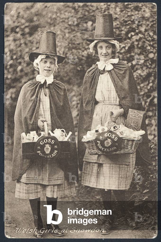 Welsh girls at Snowdon (b/w photo)