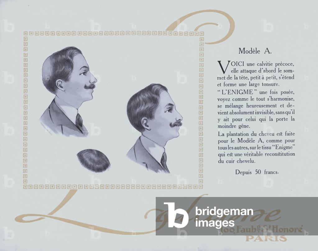 Toupees for men from Ch Lalanne, Paris (litho)