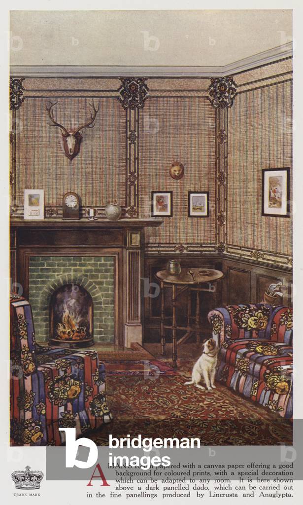 Man's room (colour litho)