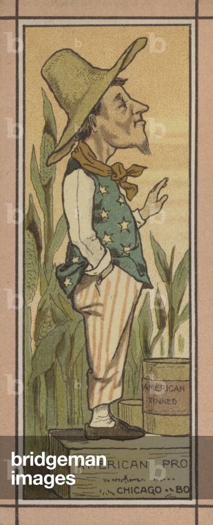 Menu illustration: American tinned food (colour litho)