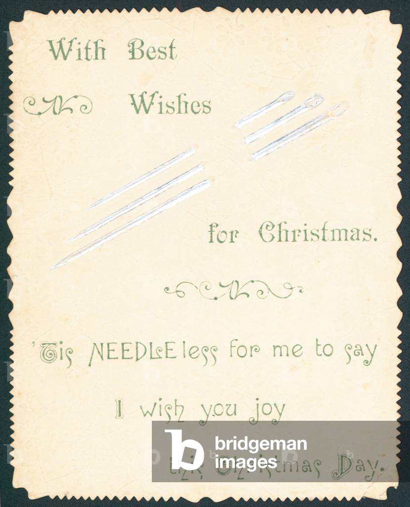 Sewing Needles, Christmas Card (chromolitho)