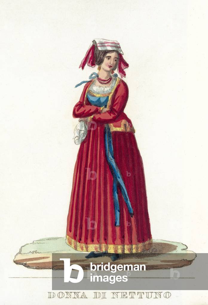 Donna Di Nettuno (coloured engraving)