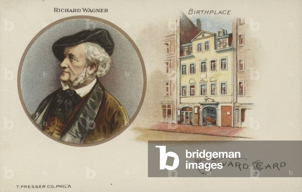 Reward card with a portrait of German composer Richard Wagner (colour litho)