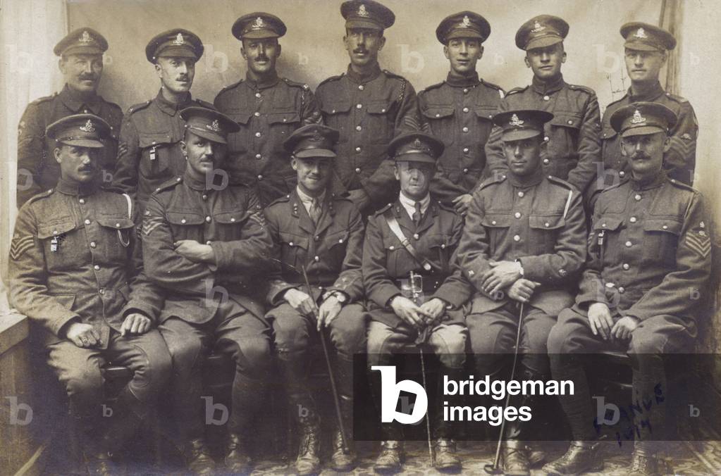Group of English soldiers, WW1, France 1917 (b/w photo)