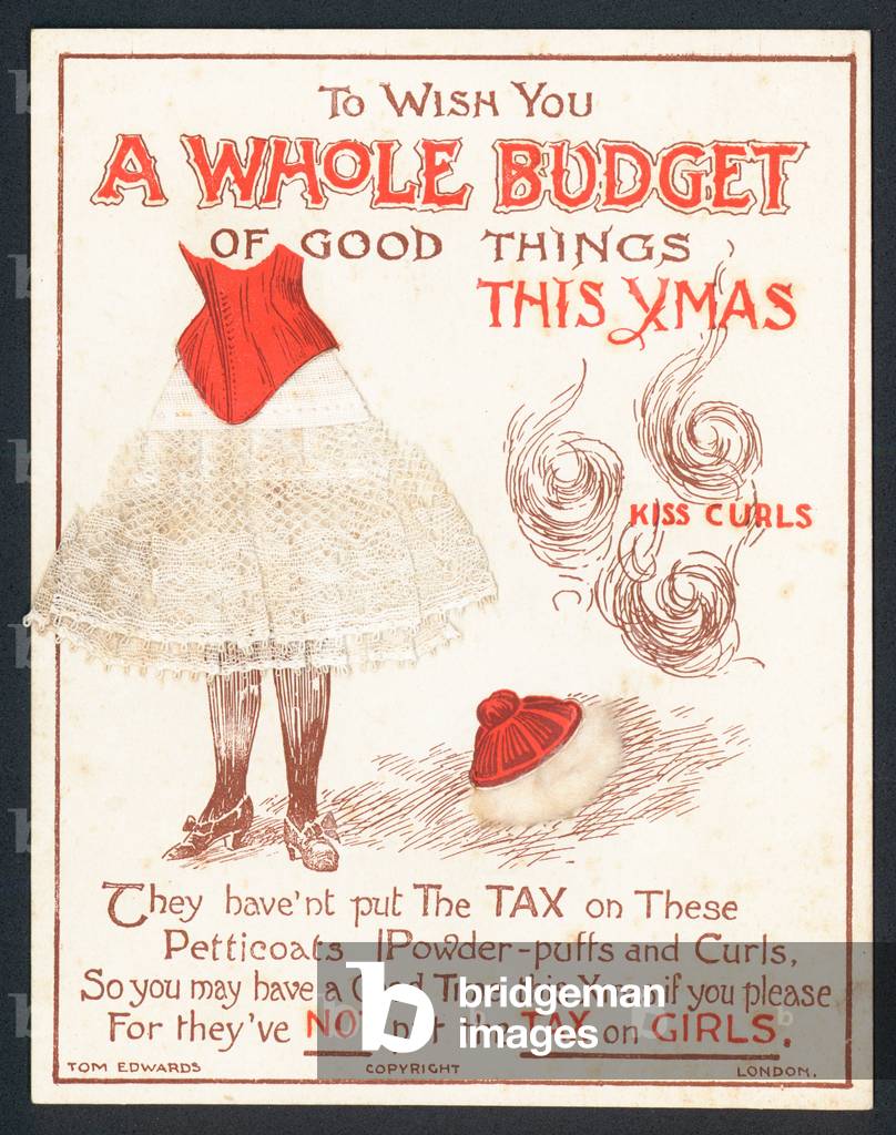 Petticoats, Powder-Puffs and Curls, Christmas Card (chromolitho)