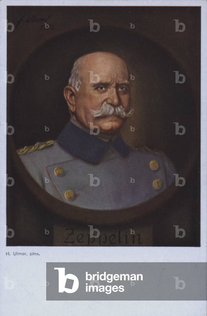 Count Ferdinand von Zeppelin, German general and airship designer (colour litho)