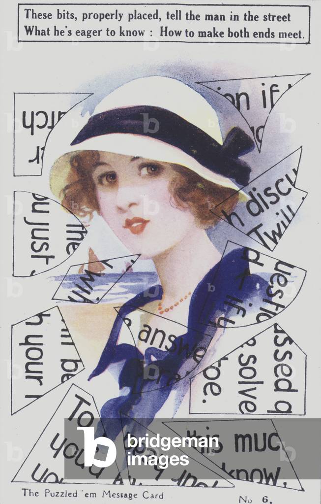 Portrait of a woman wearing a hat (colour litho)