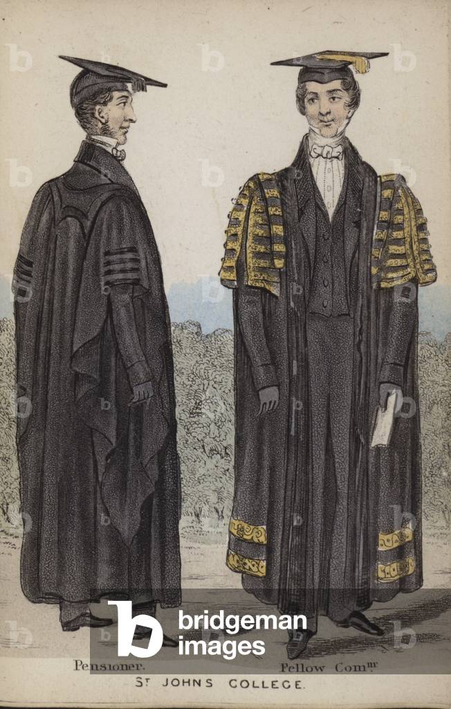 Pensoner, Fellow Commoner, St John's College (coloured engraving)
