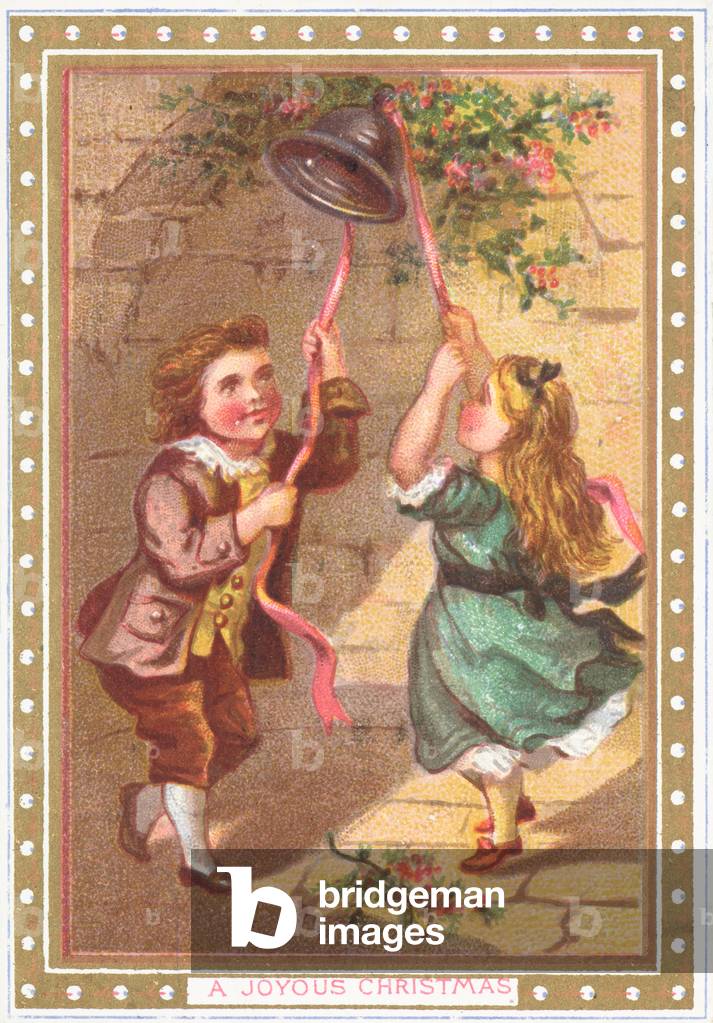 Ringing the Bell, Christmas Card (chromolitho)