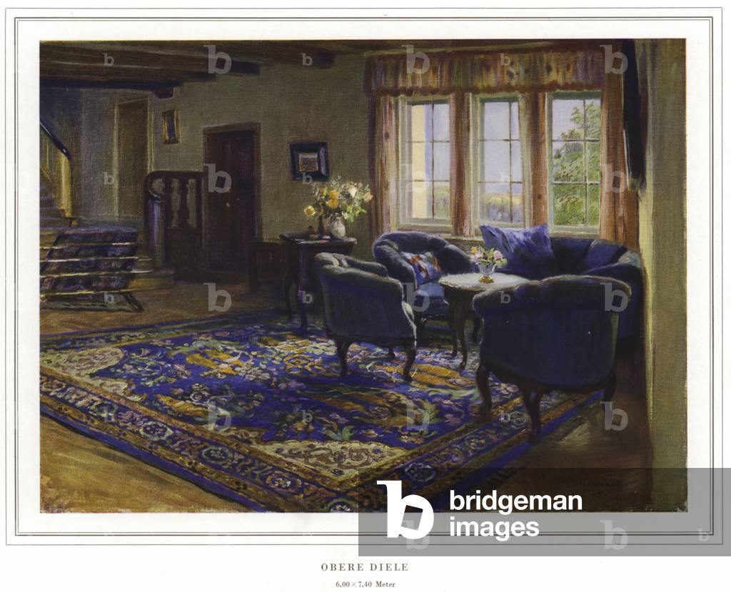 Business of carpet manufacturers Halbmond-Teppichfabrik Von Koch Und Te Kock (colour litho)