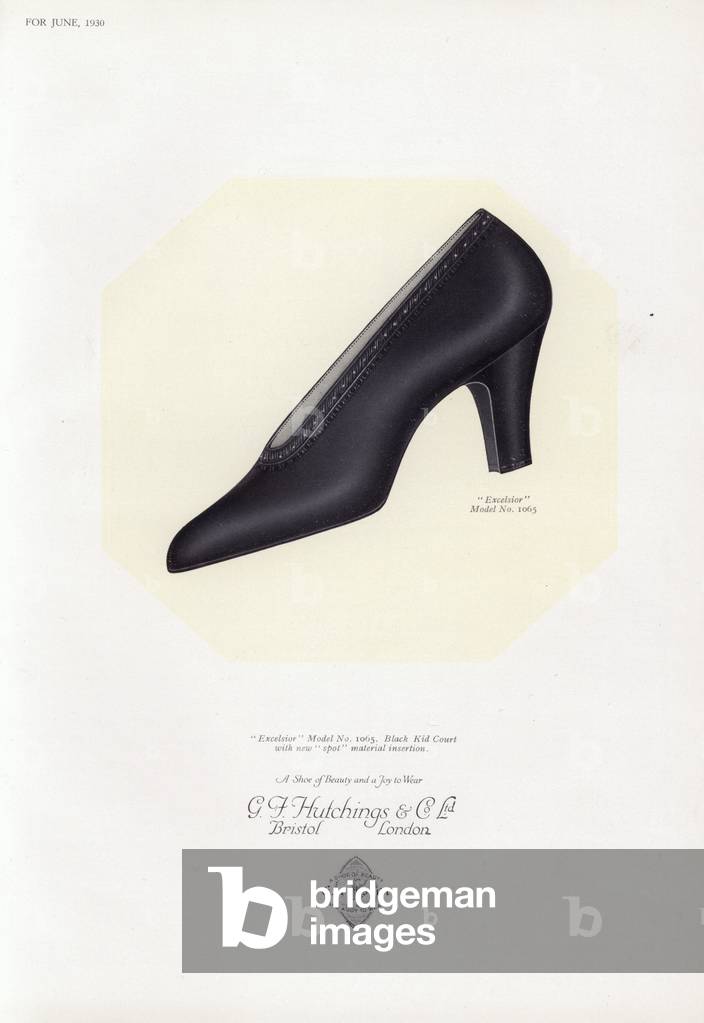 Women's shoe advertisement, 1930s (colour litho)