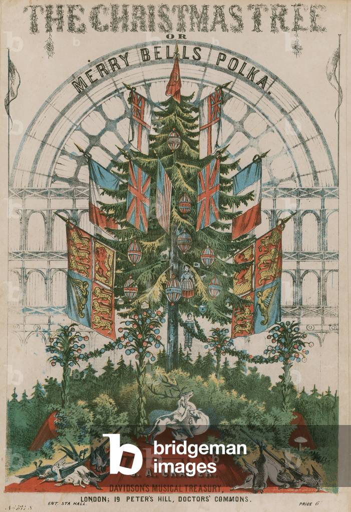 The Christmas Tree or The Merry Bells Polka by C A Cramer (colour litho)