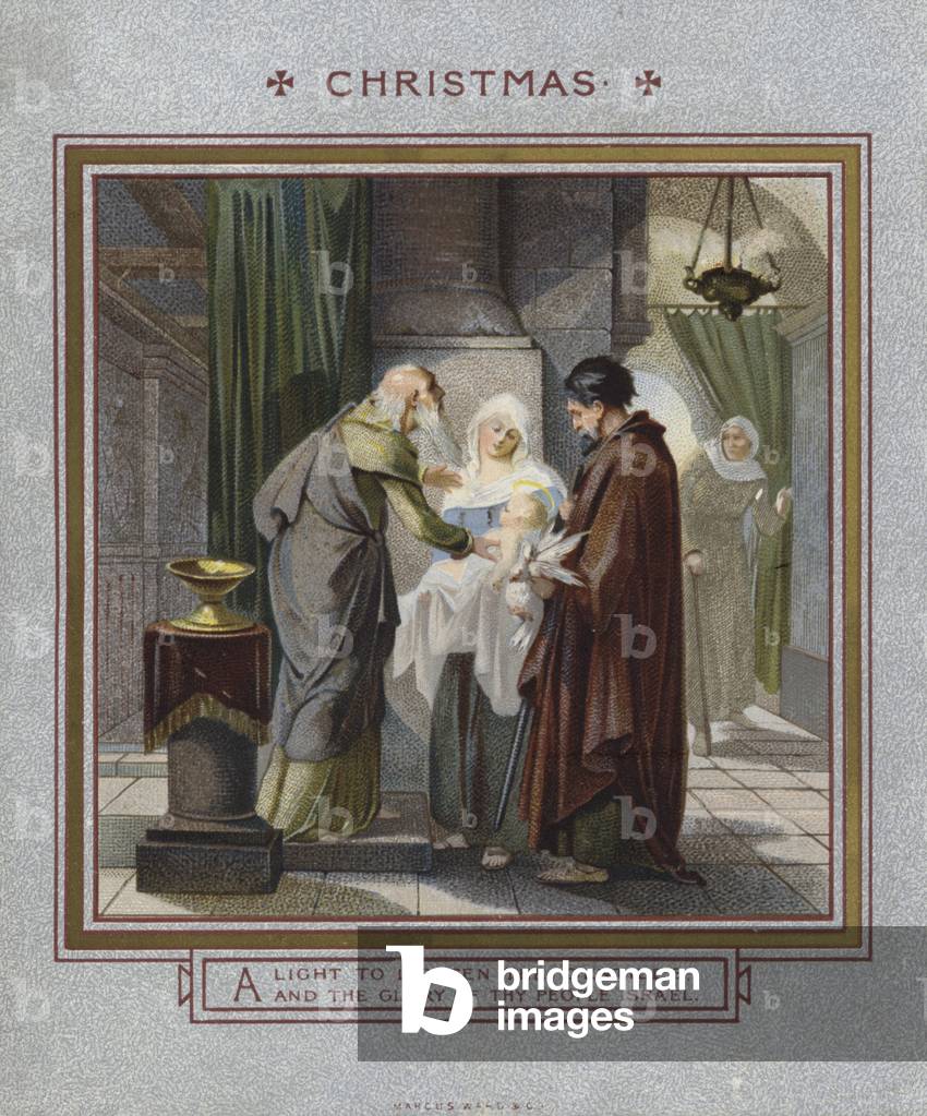 Christmas card: Jesus being presented in the Temple (chromolitho)