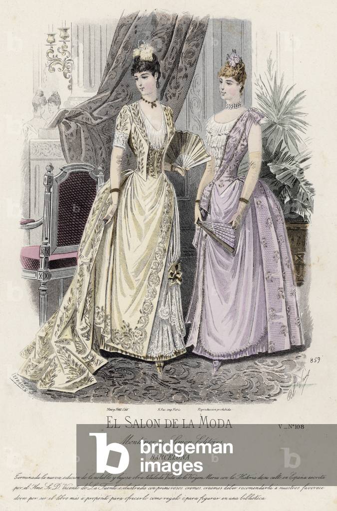 French fashion plate, late 19th century (coloured engraving)
