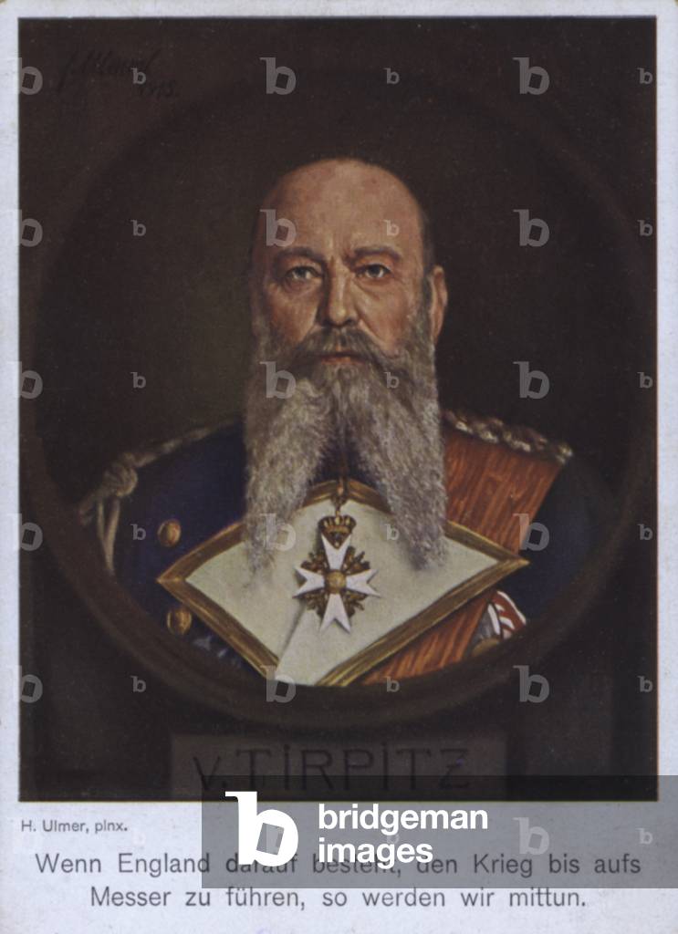 Alfred von Tirpitz, German admiral (colour litho)