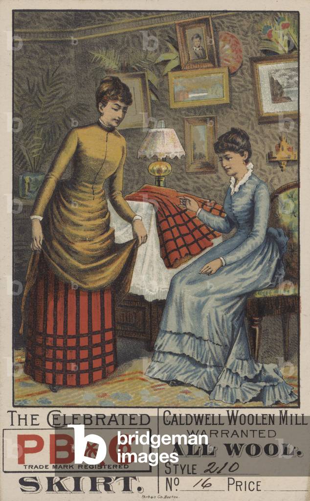 Advertisement for woollen skirts (colour litho)