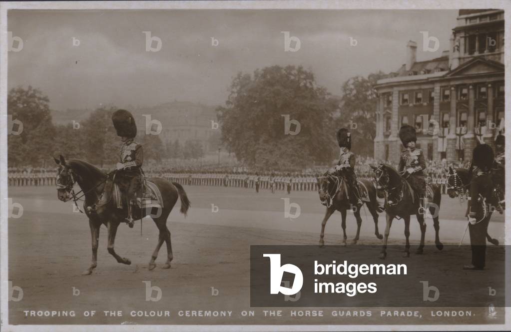 Trooping Of The Colour Ceremony, Horse Guards Parade, London (b/w photo)