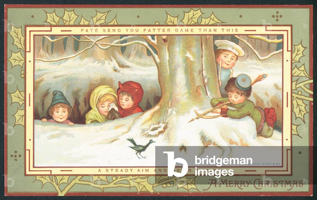 Shooting Game, Christmas Card (chromolitho)