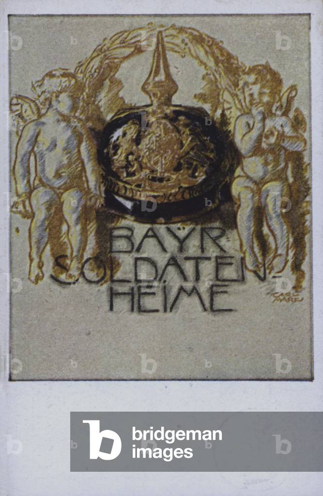 Bavarian soldier's helmet (colour litho)