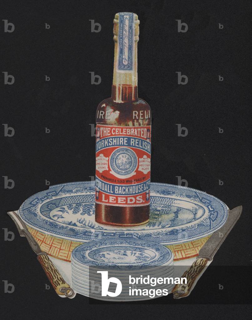 Bottle of Yorkshire Relish, produced and sold by Goodall, Backhouse & Co, Leeds (colour litho)