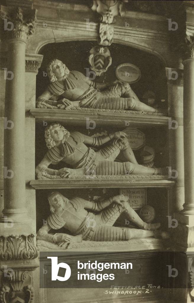 Tomb of the Fettiplace family at Swinbrook, Oxfordshire (b/w photo)