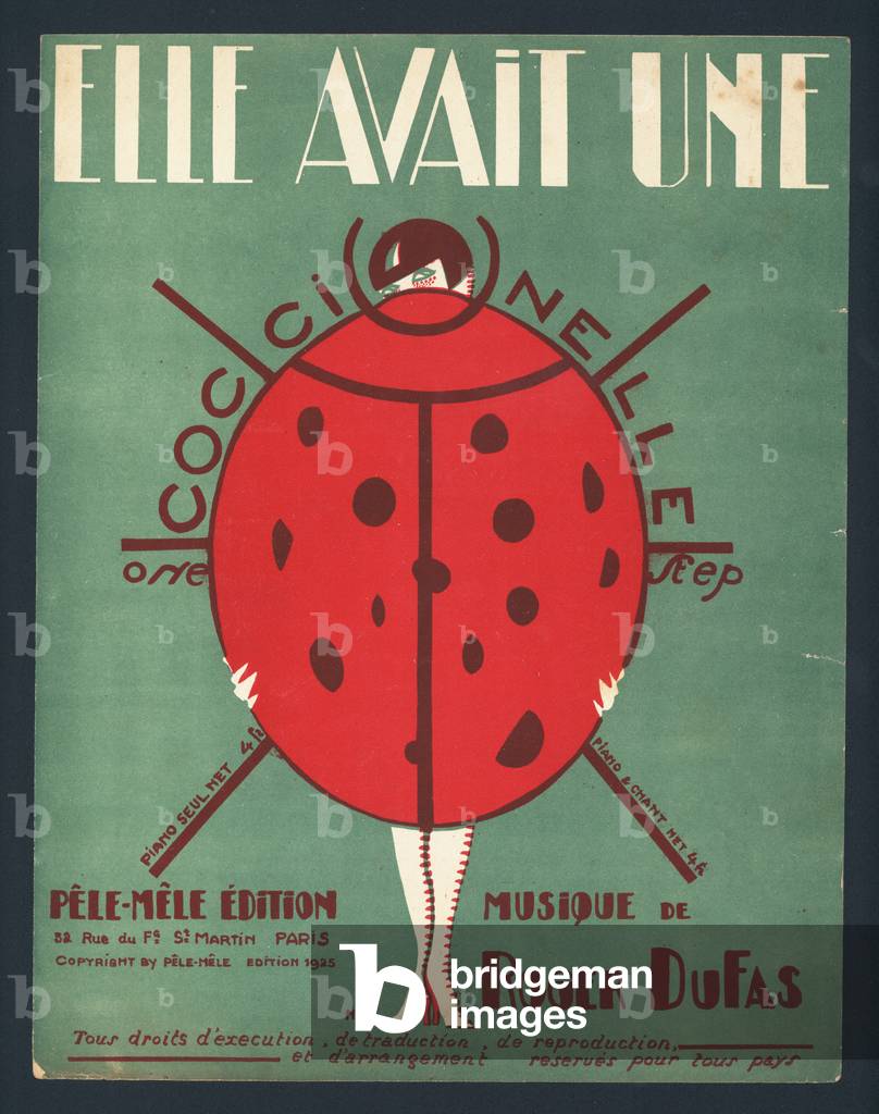 Elle avait une coccinelle (She Had a Ladybird), by Roger Dufas, French sheet music cover, c1920s (colour litho)