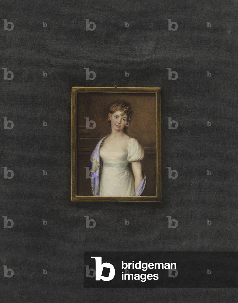 Portrait of an unknown young woman (colour litho)